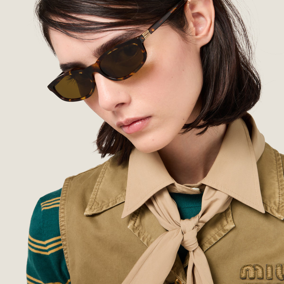 Miu Miu Regard SMUA06 Women Honey Tortoiseshell / Loden Green Sunglasses