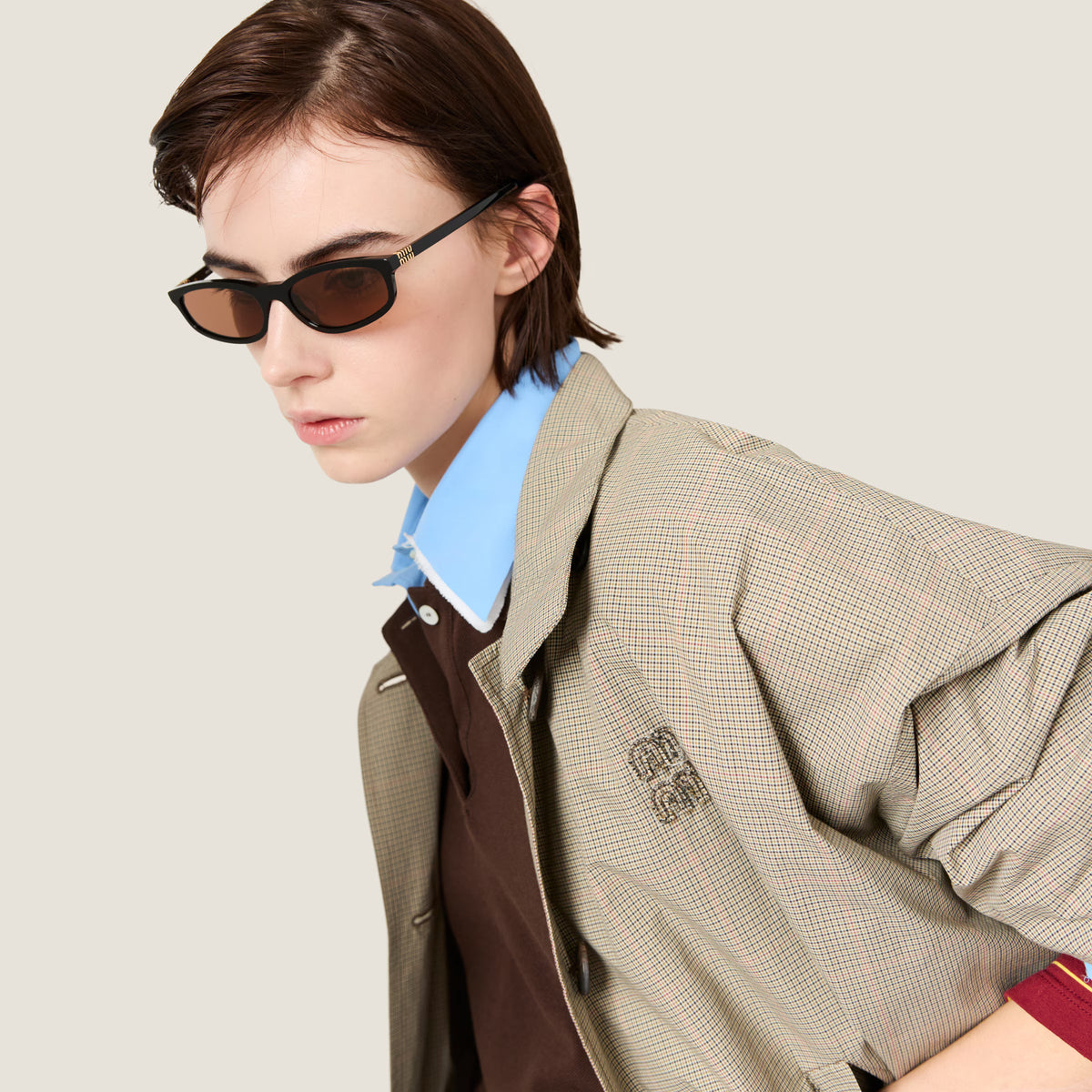 Miu Miu Regard SMUA06 Women Black / Camel / Brown Sunglasses