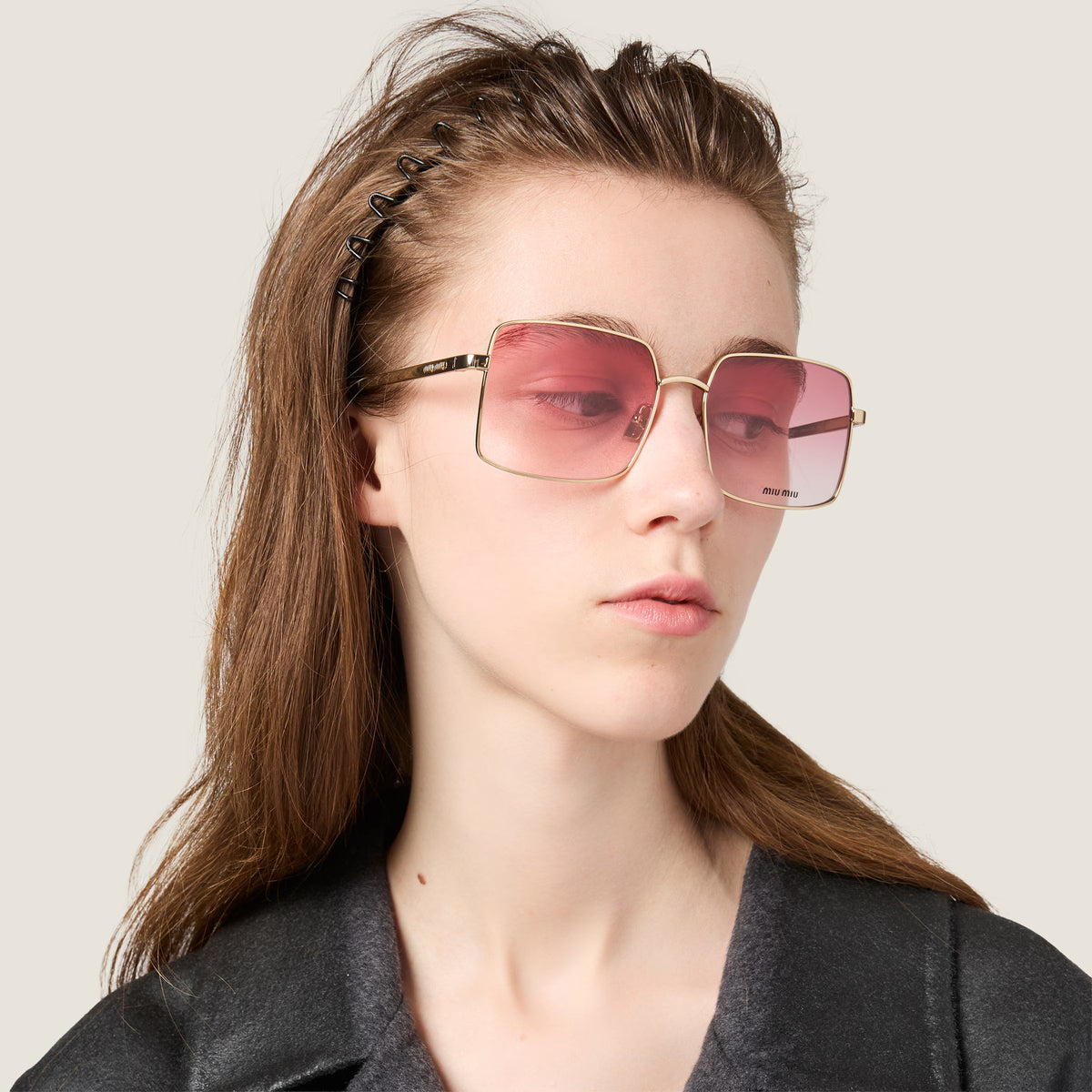 Miu Miu Runway SMUC53 Women Pale Gold / Peony Bio Gradient Sunglasses