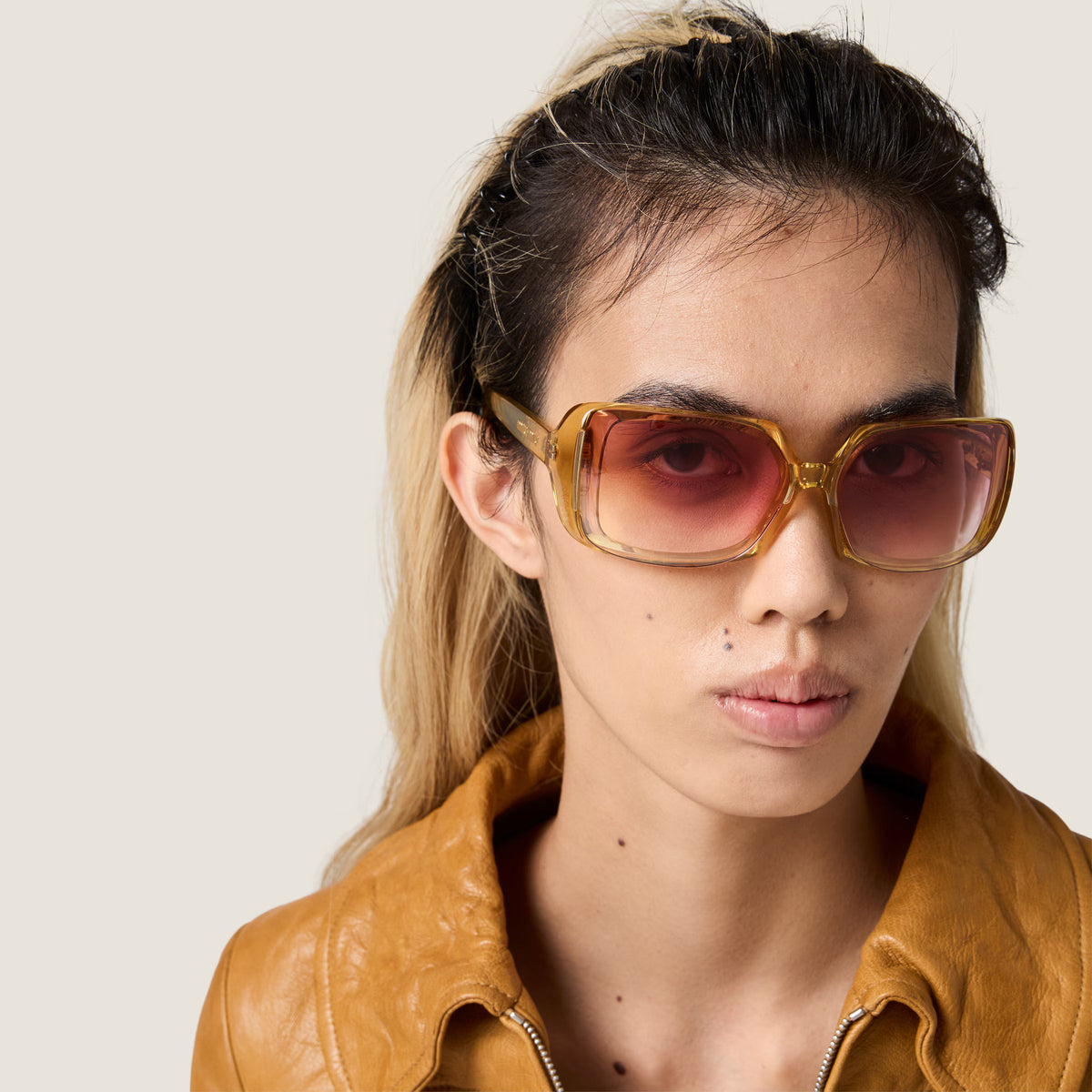 Miu Miu Runway SMUC08 Women Sunny Yellow Oversized Sunglasses