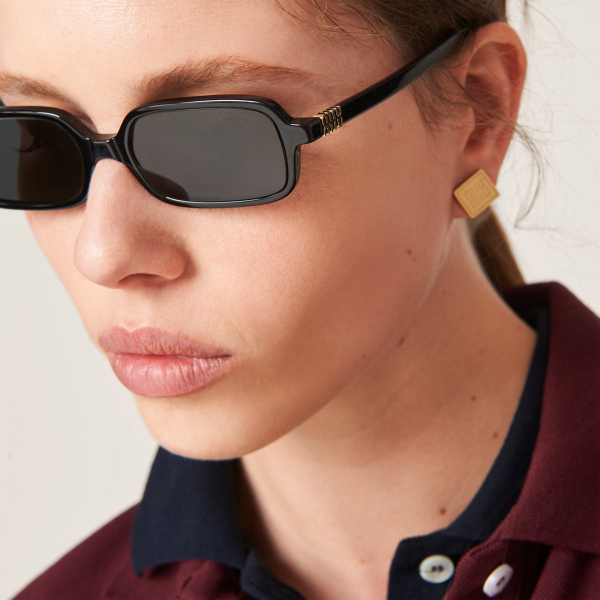 Miu Miu Regard MU 11ZS Women Rectangular Black / Slate Grey  Sunglasses
