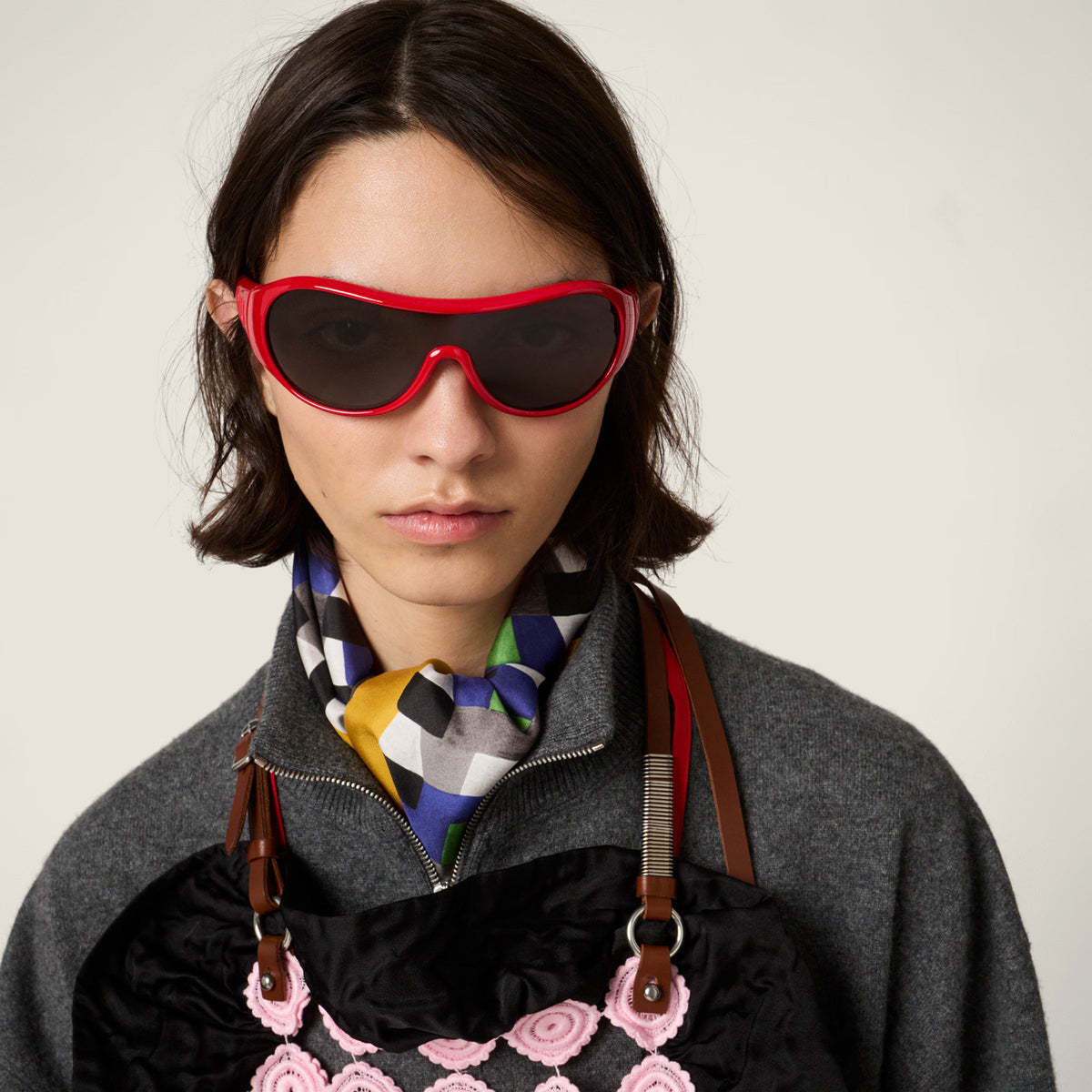 Miu Miu Ivresse Women Wraparound  Crimson / Grey Sunglasses