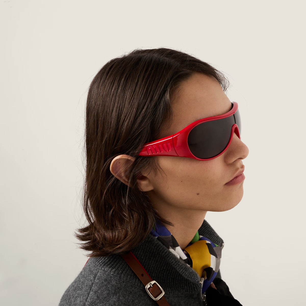Miu Miu Ivresse Women Wraparound  Crimson / Grey Sunglasses