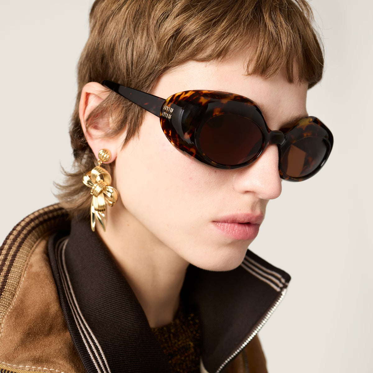 Miu Miu Women Rêverie Cat-Eye Honey Tortoiseshell/ Tamarind  Sunglasses