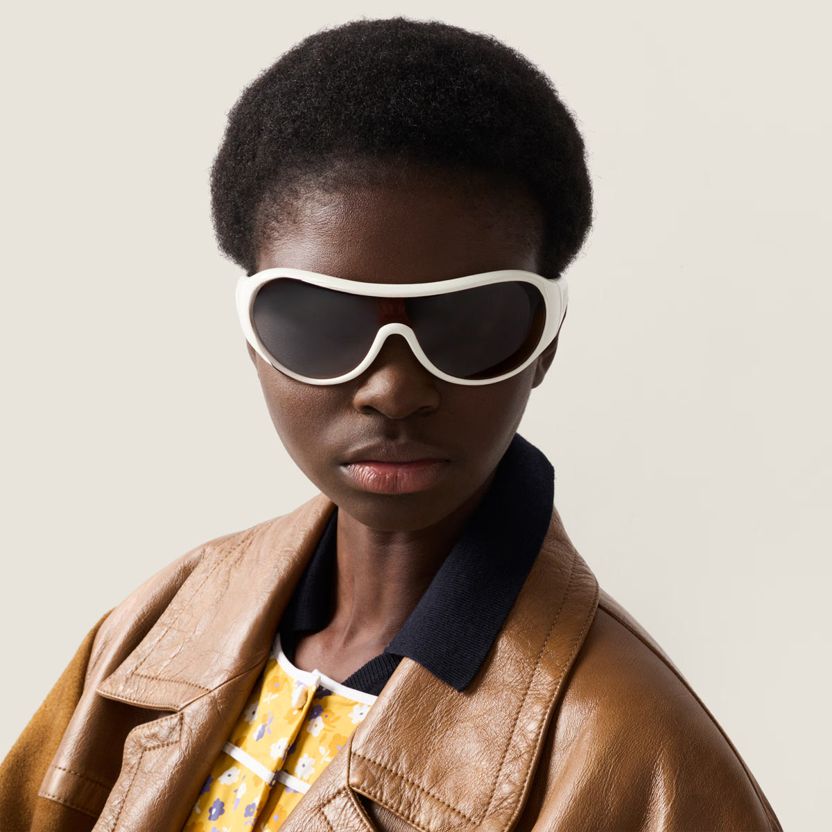 Miu Miu Ivresse Women Wraparound White / Bronze Sunglasses