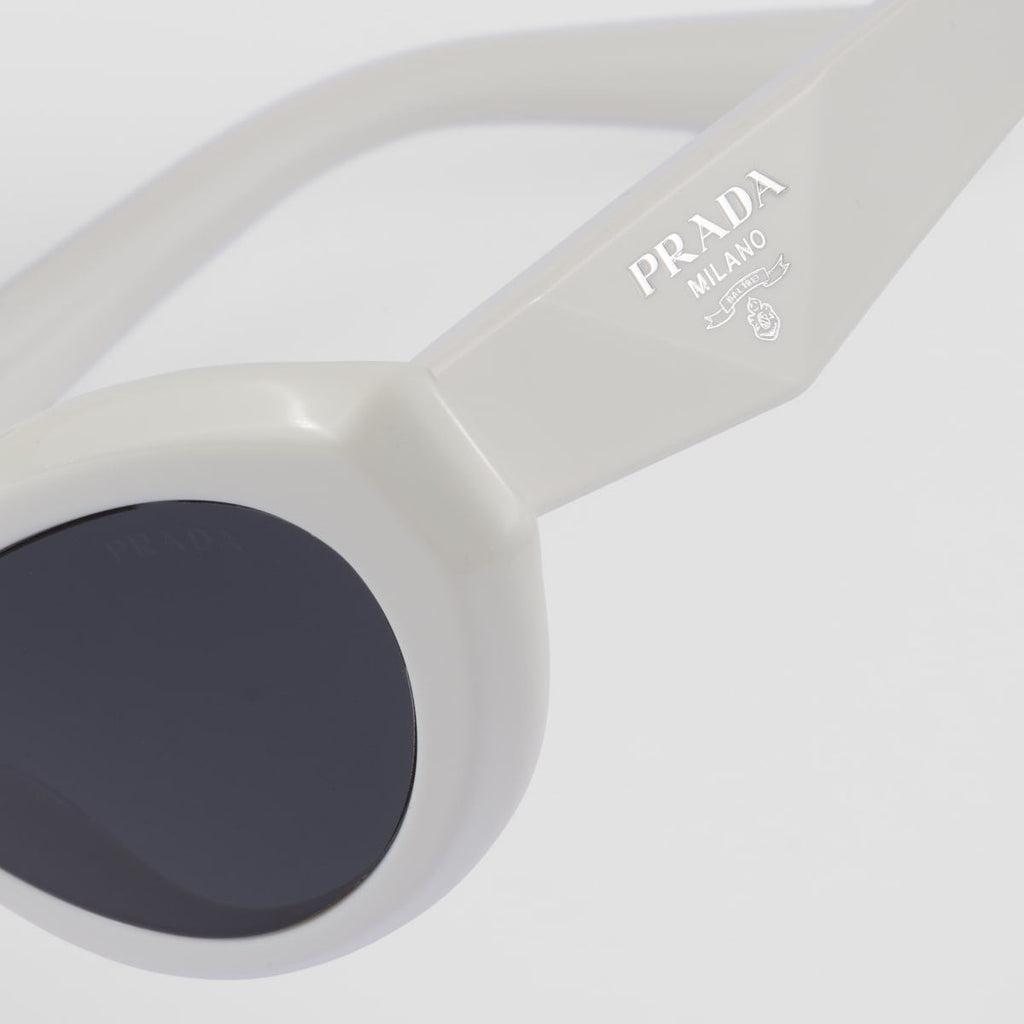 Prada Women Oval Frame White Sunglasses