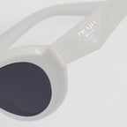 Prada Women Oval Frame White Sunglasses