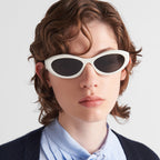 Prada Women Oval Frame White Sunglasses