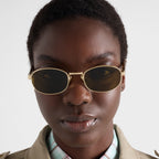 Prada Women Round Frame Honey Gold Sunglasses