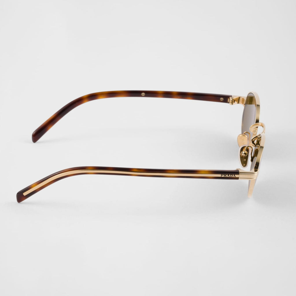 Prada Women Round Frame Honey Gold Sunglasses