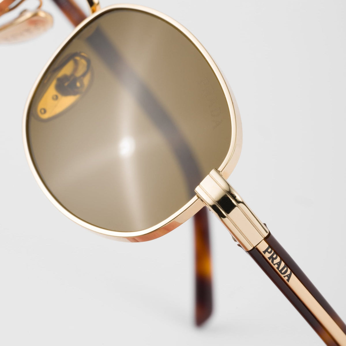 Prada Women Round Frame Honey Gold Sunglasses