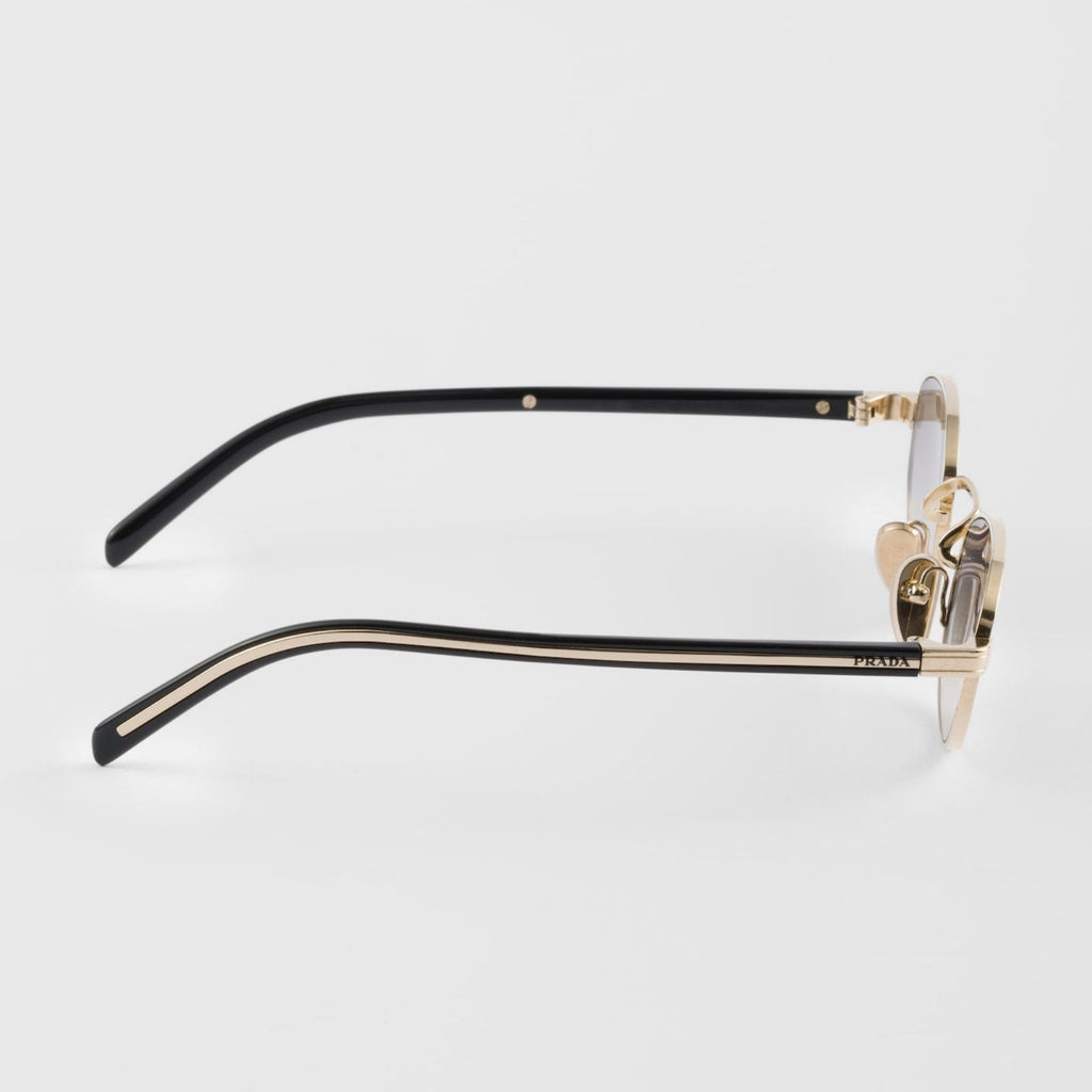Prada Women Round Frame Pale Gold Sunglasses