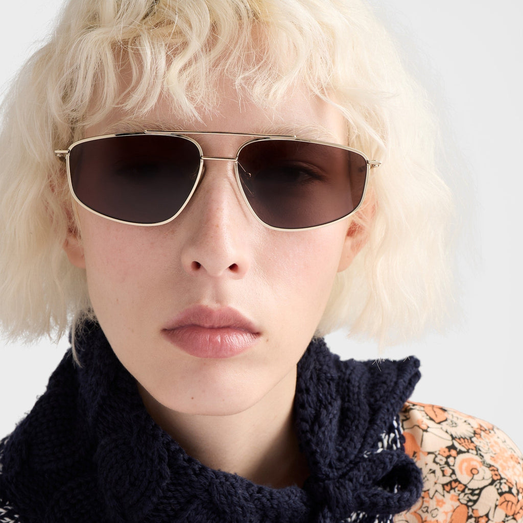 Prada Women Rectangle Frame Pale Gold Sunglasses