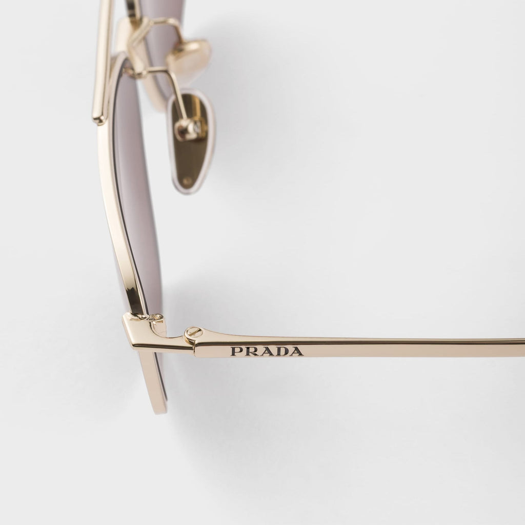 Prada Women Rectangle Frame Pale Gold Sunglasses