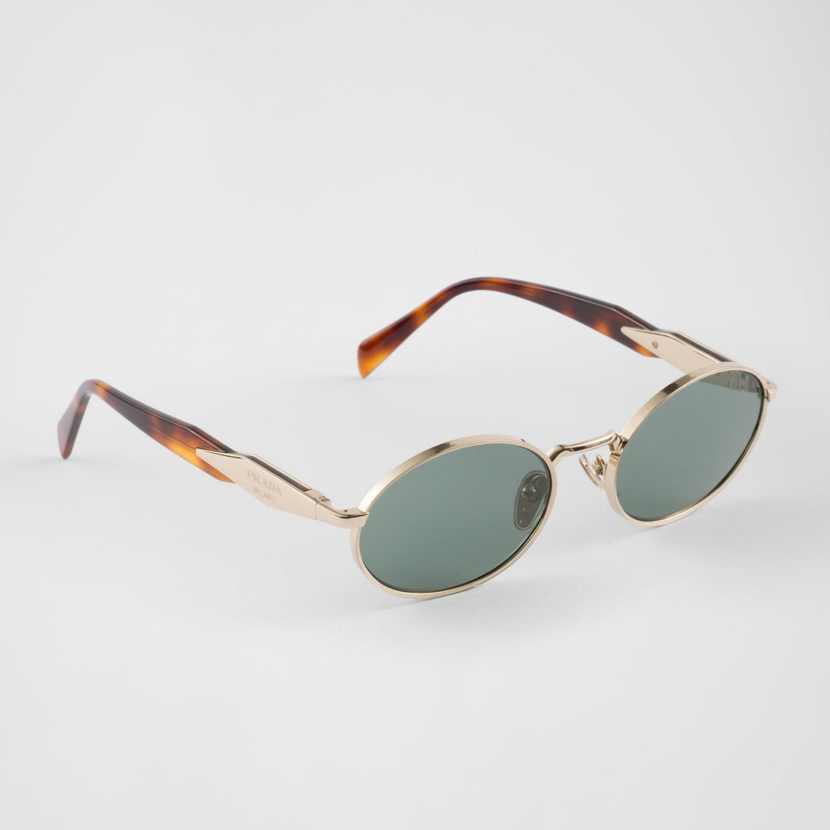 Prada Women Round Frame Soft Gold Sunglasses
