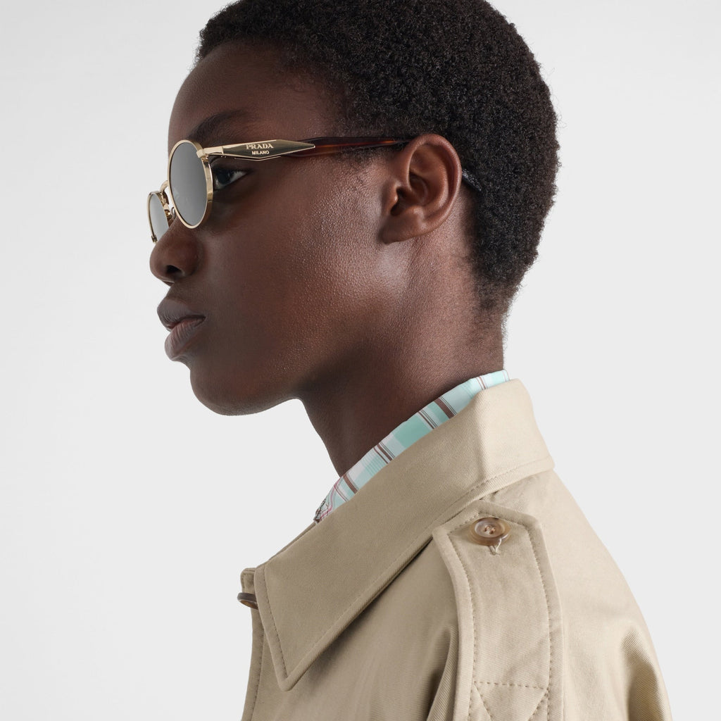 Prada Women Round Frame Soft Gold Sunglasses