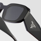 Prada Women Geometric Frame Rustic Black Sunglasses