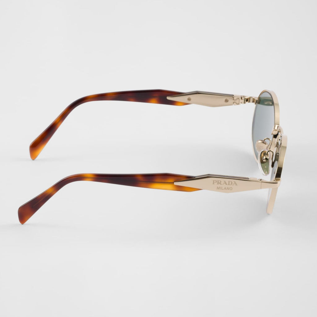 Prada Women Round Frame Soft Gold Sunglasses