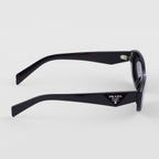 Prada Women Oval Frame Lava Black Sunglasses