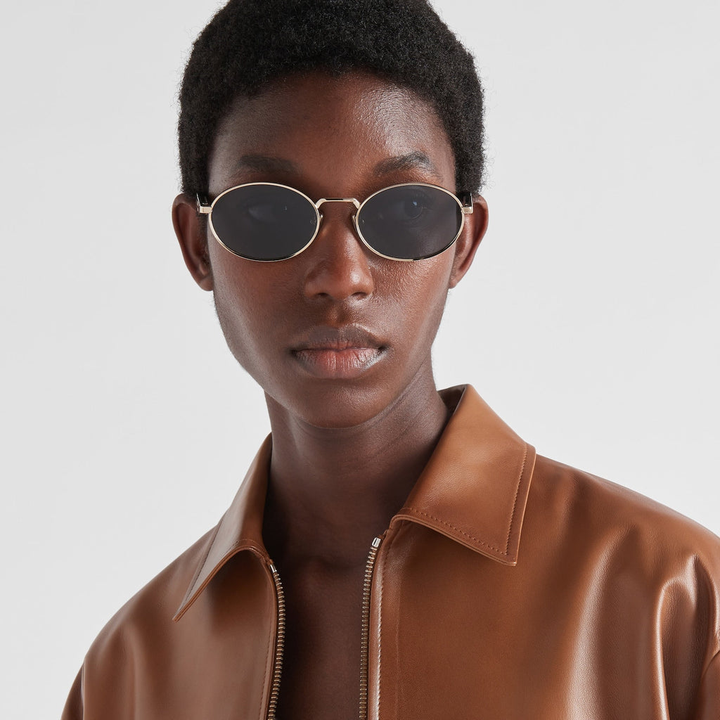 Prada Women Round Frame Honey Gold Sunglasses