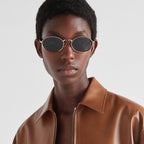 Prada Women Round Frame Honey Gold Sunglasses