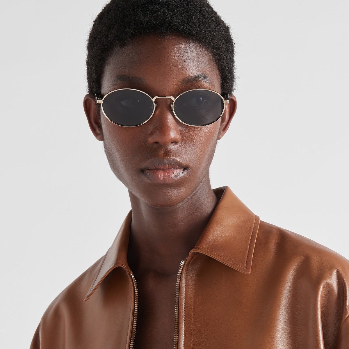 Prada Women Round Frame Honey Gold Sunglasses