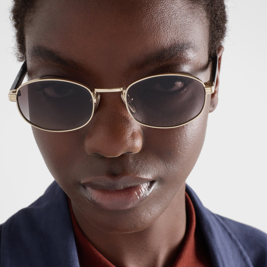 Prada Women Round Frame Pale Gold Sunglasses