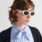 Prada Women Oval Frame White Sunglasses