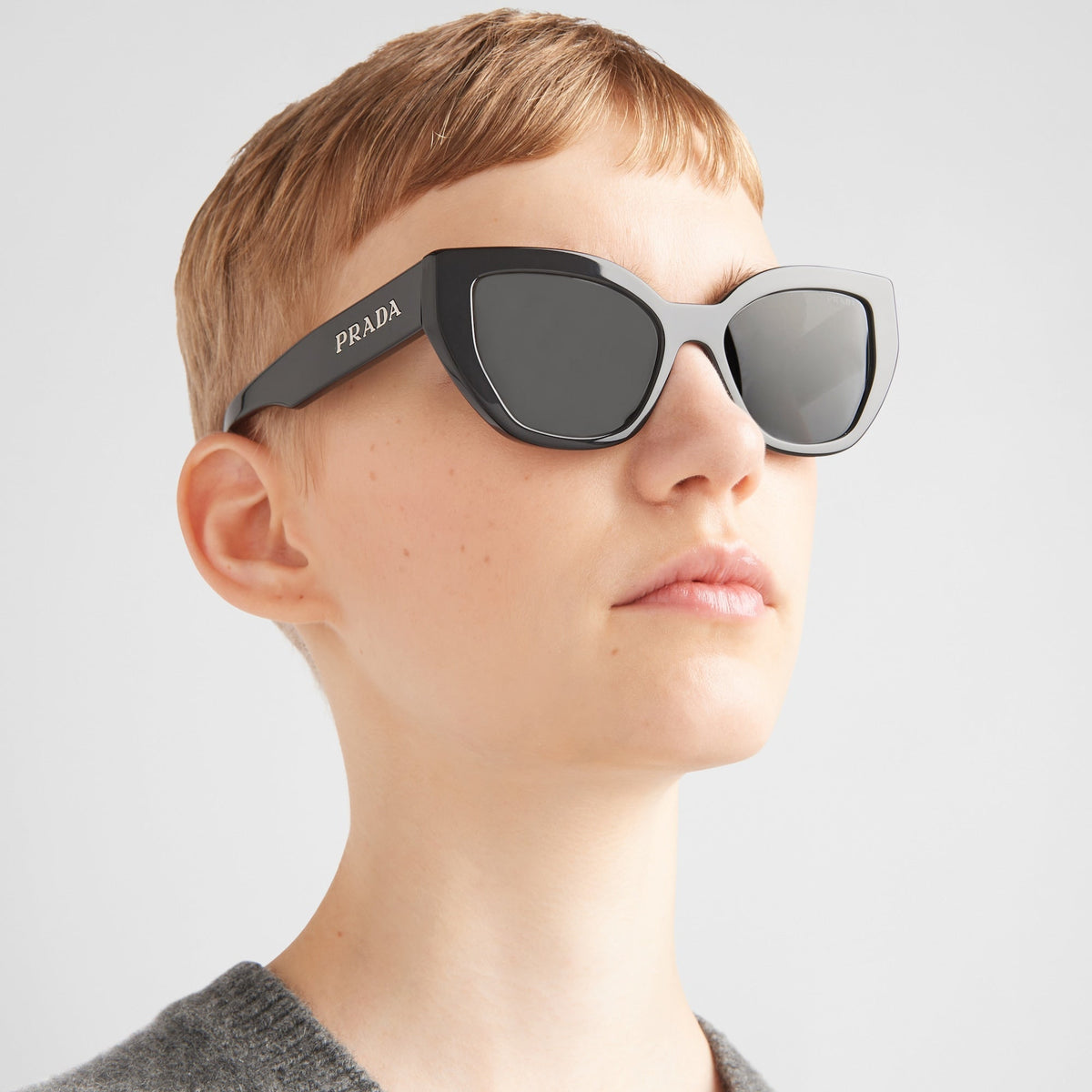 Prada Women Cat-Eye Frame Lava Black Sunglasses