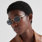 Prada Women Round Frame Honey Gold Sunglasses