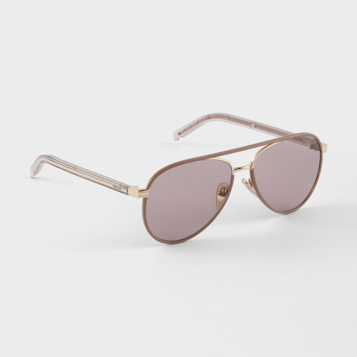 Prada Women Pilot Frame Pale Gold Sunglasses