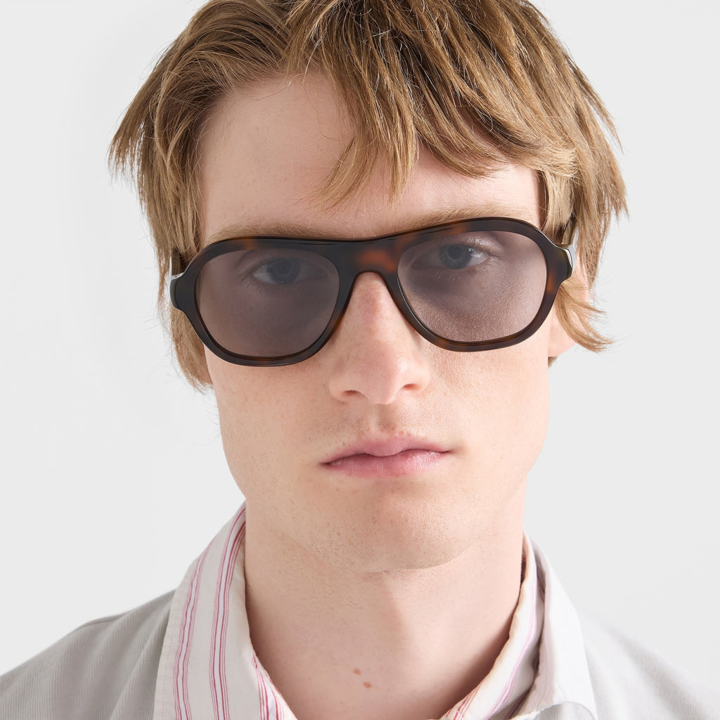 Prada Men Pilot Frame Juniper Tortoiseshell Sunglasses