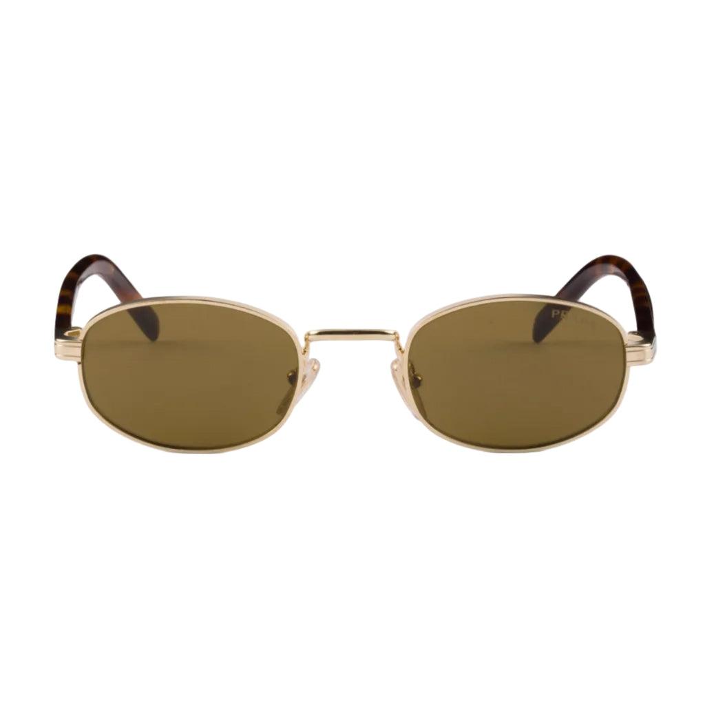 Prada Women Round Frame Honey Gold Sunglasses