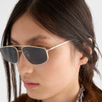 Prada Women Rectangle Frame Flame Gold Sunglasses