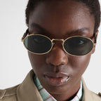 Prada Women Round Frame Soft Gold Sunglasses