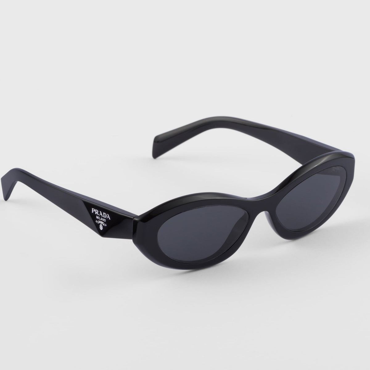 Prada Women Oval Frame Lava Black Sunglasses
