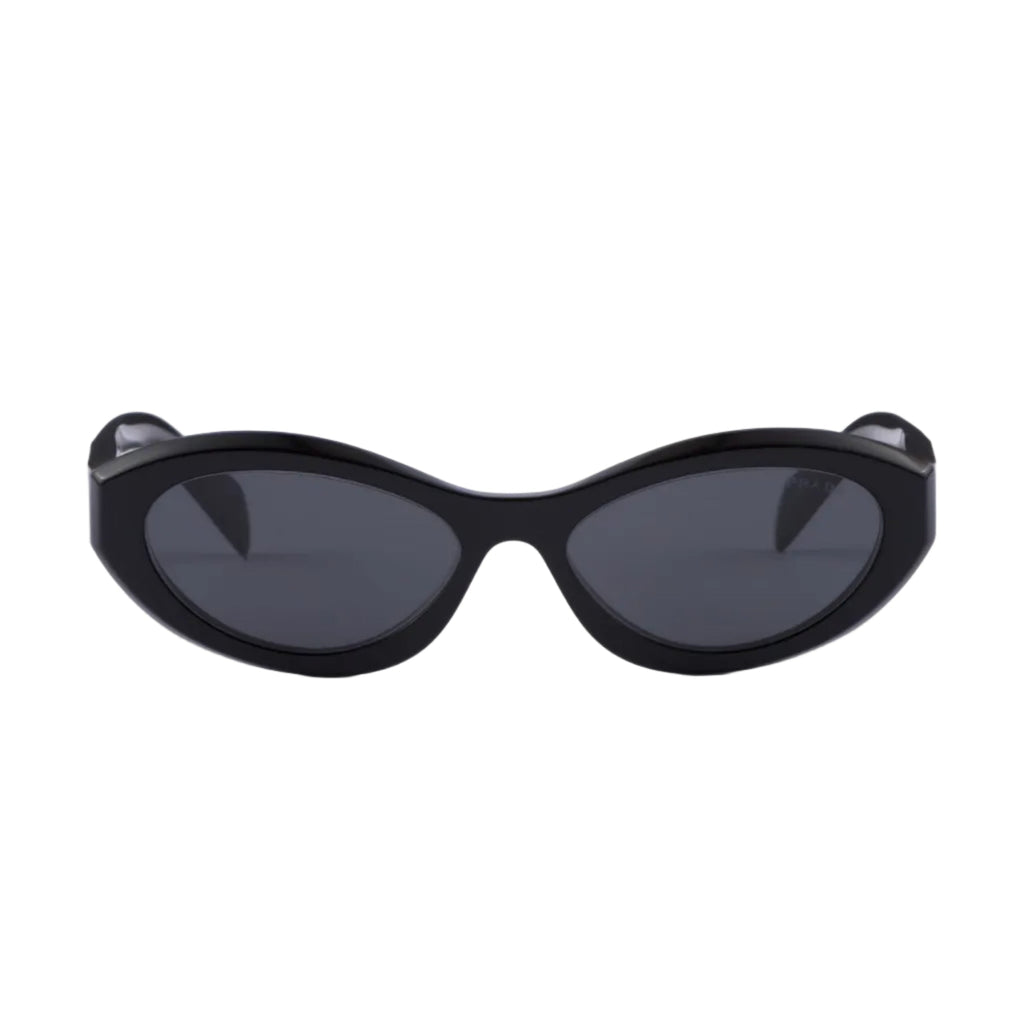 Prada Women Oval Frame Lava Black Sunglasses