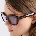 Prada Women Rectangular Frame Mocha Brown Sunglasses