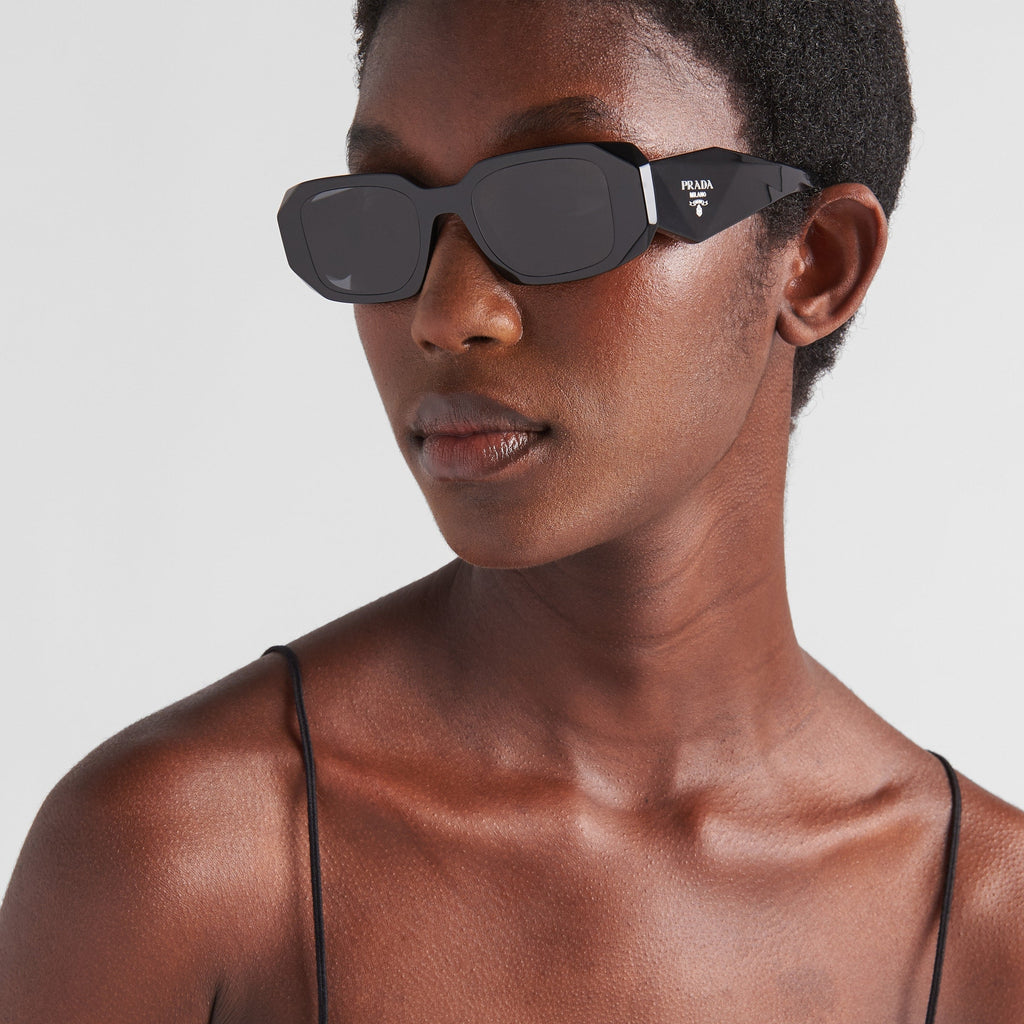 Prada Women Geometric Frame Rustic Black Sunglasses