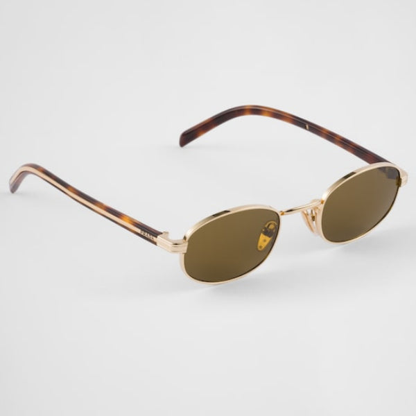 Prada Women Round Frame Honey Gold Sunglasses