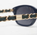 Chanel Women Blue Gold Chain Sunglasses