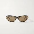  Chanel Women Oval Gold-Tone Tortoiseshell Sunglasses 