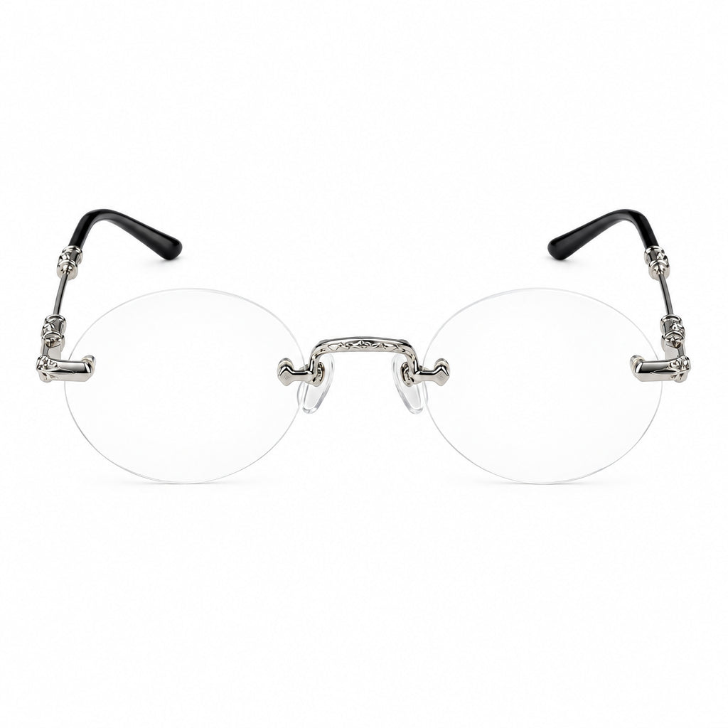 Chrome Hearts Pills I 1915 Unisex Silver Rimless Oval Optical Glasses