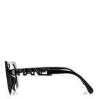 Chanel Women Acetate Strass Polarized Square Black Stone Logo Sunglasses