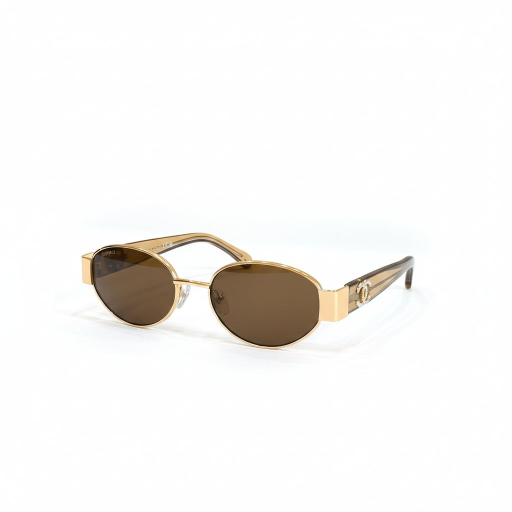Chanel Women Oval Frame Brown Sunglasses