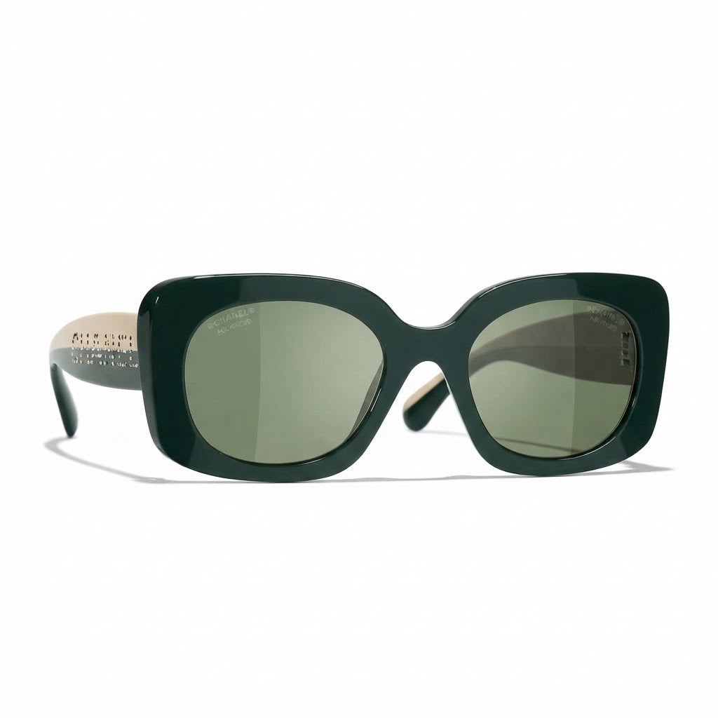 Chanel Women Square Green Sunglasses