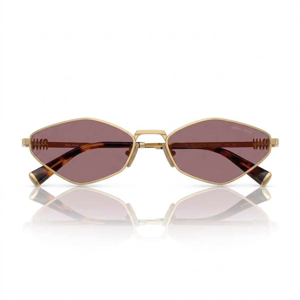 Miu Miu Women Gold / Light Purple-Brown Sunglasses