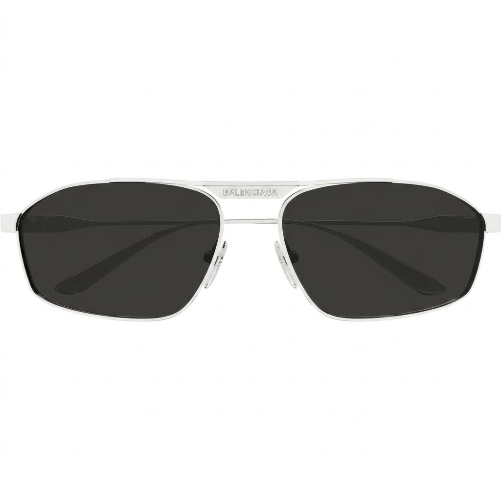 Balenciaga Men BB0416S 002 Silver Glitter / Grey Geometric Metal Sunglasses