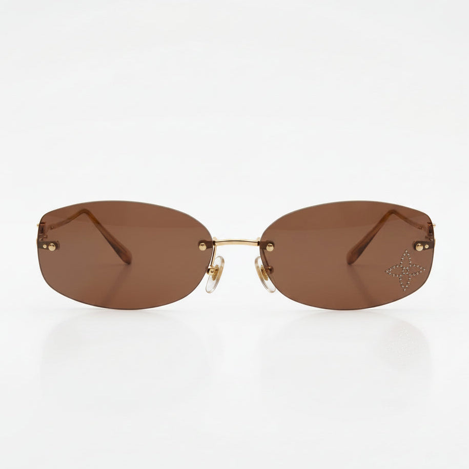 Louis Vuitton Women Crystal Oval Brown Sunglasses