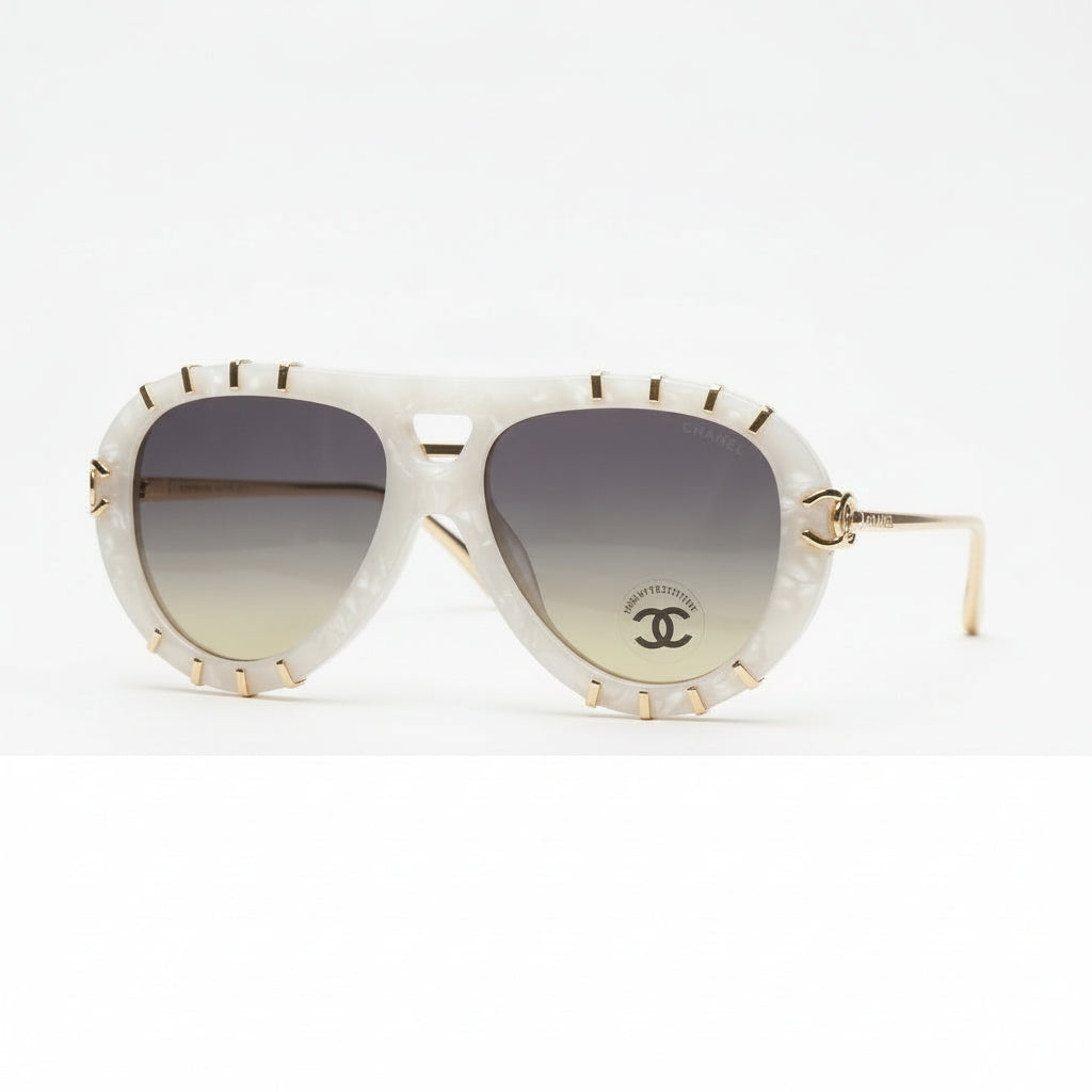 Chanel Women CH9207 Aviator White Frame Sunglasses